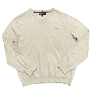 Tommy Hilfiger Men's Sweater Pullover Long Sleeve V-Neck Tan Size Large
